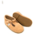 Size 6, 7, 9 Hard-Sole Baby Mary Jane Shoes, Peach Suede Toddler T-bar, ... - £18.22 GBP