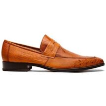 Fangio Classic Penny Loafer Genuine Ostrich Leg Quil Cognac image 2