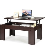 Lift Top Coffee Pop-UP Cocktail Table-Brown - Color: Brown - £101.50 GBP