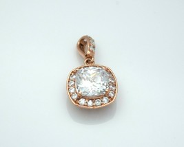 14K Solid Gold Cushion Halo Created Diamond Pendant 2,00TCW - £141.88 GBP