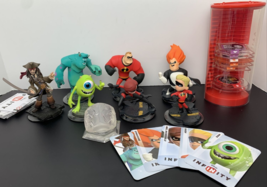 Disney Infinity 1.0 Lot 7 Figures Incredibles Monsters Pirates Power Discs Case - £15.61 GBP