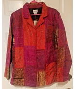 NWT Chicos Womens New Patch Woodbury Jacket Fuschia Size 3 Silk Blend MS... - $23.28