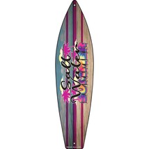 Salt Water Summer Tie Dye Novelty Mini Metal Surfboard Sign - £13.54 GBP