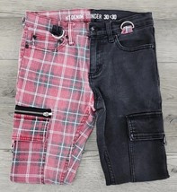 Mens Hot Topic HT Denim Stinger Half Plaid, Half Black Skinny Jeans - Size 30x30 - £15.45 GBP