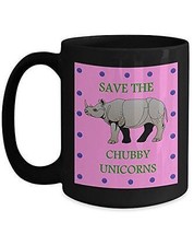 Rhino Coffee Mug - Save The Chubby Unicorns - Black Rhinoceros Cup - Fun... - £17.62 GBP