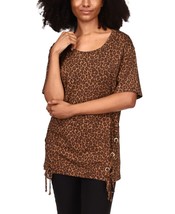 MSRP $68 Michael Kors Cheetah-Print Lace-Up Tunic Brown Size Small NWOT - £10.71 GBP