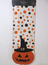 Halloween Scary Pumpkin Polka Dot Orange Black Table Runner 14 x 72&quot; - £17.40 GBP