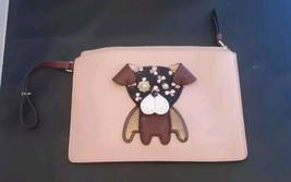 Kate Spade Floral Puppy Dog  Change Purse Wristlet Zip Closure Pink Preowned - £30.33 GBP