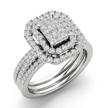 Authenticity Guarantee 
14K White Gold 3/4ct TDW Diamond Cluster Halo Bridal Set - £1,329.37 GBP