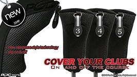 Black All Hybrid Headcover Set 3 4 5 Golf Club Covers Head Cover Neopren... - $15.83