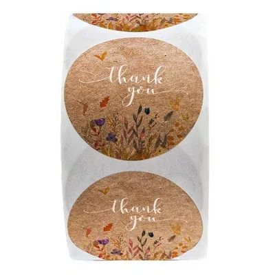 House Home Round Natural Kraft Thank You Sticker seal labes Hand Made With Love  - £19.91 GBP