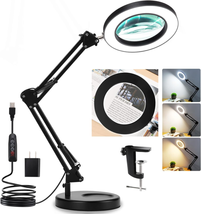 Magnifying Glass with Light and Stand, Veemagni 8X Real Glass 2-In-1 Desk Lamp &amp; - £47.05 GBP