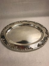 VINTAGE Russ Jensen silver plate round ornate grapes leaf platter plate serving - £38.01 GBP