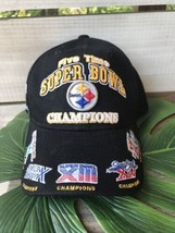 Pittsburgh Steelers 5X Super Bowl Champions Hat Cap Souvenir Adjustable Strap Bk - £39.14 GBP