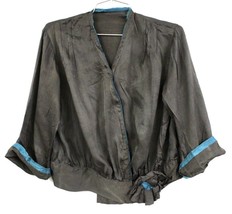 Antique Edwardian Antique Gray Silk Blouse Womens L/XL Middy Blouse Downton - $1,486.63 MXN