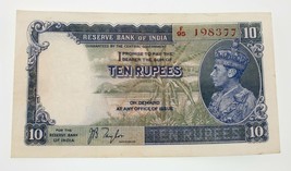 1937 India Ten Rupees Note Pick #19a About Uncirculated Condition - £286.30 GBP