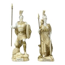 Set God Ares &amp; Goddess Athena Greek Roman Statue Sculpture Figurines Cast Marble - £56.28 GBP