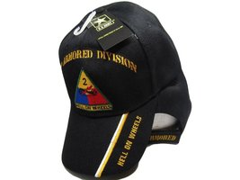 Moon U.S. Army 2ND Armored Division Hell On wheels Shadow Black Embroidered Base - £11.89 GBP