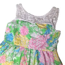 Lilly Pulitzer Girl 14 Reagan Floral Dress White Crochet Lace Yoke Prepp... - $22.87