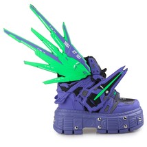 Anthony Wang Anime Gundam Mech Purple &amp; Neon Green Sneakers Sz 8 - $1,872.15 MXN
