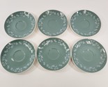 Royal Doulton Queenslace Saucers Set of 6 D6447 Green Bone China England... - $29.02