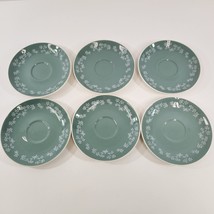 Royal Doulton Queenslace Saucers Set of 6 D6447 Green Bone China England... - £23.19 GBP