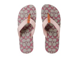 New Coach Zoe Flip Flops Pink Signature Logo Sandals Size 11 B NEW - $69.99