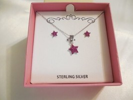 Lily Nily Sterling Silver Purple Crystal Star Necklace /Earring Set BX404 $80 - £13.45 GBP