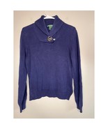 Lauren Ralph Lauren Navy Metallic Silver New England Old Money Cowl Sweater L - $45.00