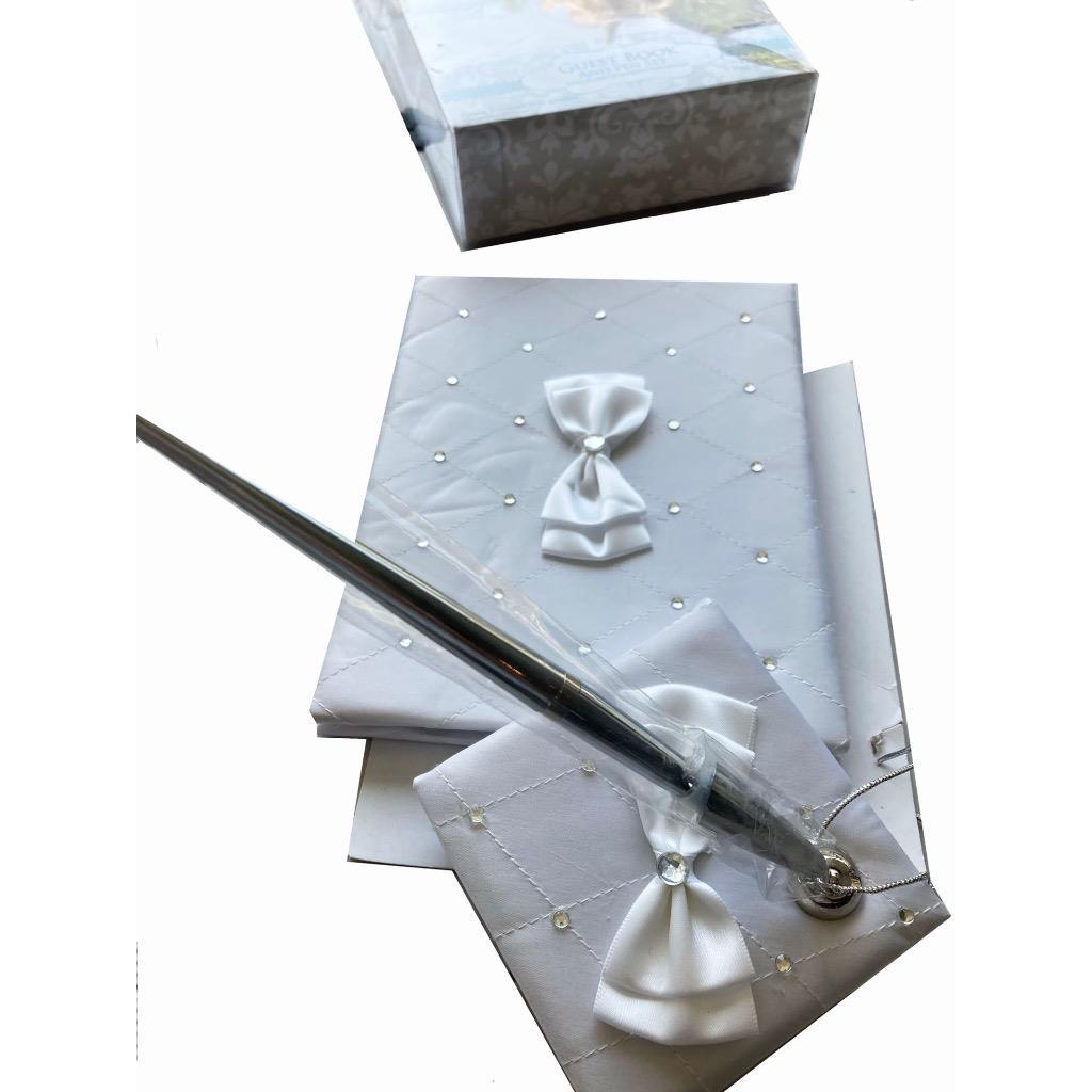 Bridal Wedding Guest Book and Pen Set With Stand Space for 500 Entries New - $10.95