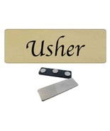 10 GOLD / BLACK CHURCH USHER NAME BADGE ROUNDED CORNERS STRONG MAGNET FA... - $49.99