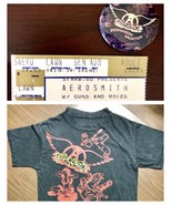 Aerosmith Permanent Vacation Concert Shirt Vintage +Tix Stub+Button Pin!... - $379.32 CAD