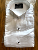 GINGISS Tuxedo Shirt Winged Collar Pleated Tuxedo Shirt White L/5 16-16.... - €21,83 EUR