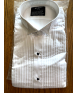 GINGISS Tuxedo Shirt Winged Collar Pleated Tuxedo Shirt White L/5 16-16.... - $463.17 MXN