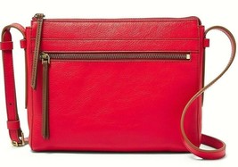Fossil Felicity Crossbody Brick Red Leather Handbag Brass SHB2000646 $148 Ret FS - £60.57 GBP