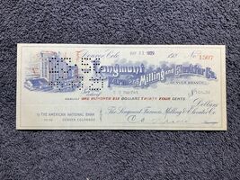 Antique 1929 Longmont Farmers Milling and Elevator Co. Voucher Check, De... - $11.38