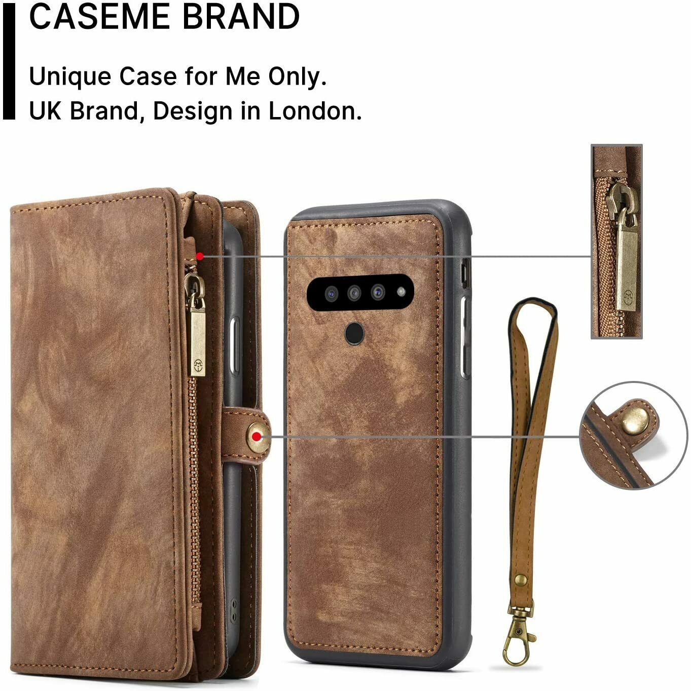Primary image for LG G8 ThinQ Wallet Case Leather Purse Shockproof Magnetic Detachable Cover Brown