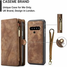 LG G8 ThinQ Wallet Case Leather Purse Shockproof Magnetic Detachable Cover Brown - $54.52