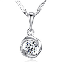 S925 Silver Necklace Moissanite Pendant for Women SN0006 - £10.98 GBP
