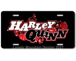 Harley Quinn Inspired Art Hearts on Black FLAT Aluminum Novelty License ... - £14.38 GBP