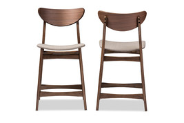 Quinlan Light Gray Fabric Walnut Wood 24-Inches Counter Stool (Set of 2) - $243.00