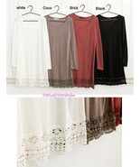 Japan Crochet Lace Hem Soft Knit Slip Dress ~NEW~ S M L - $317.00 MXN