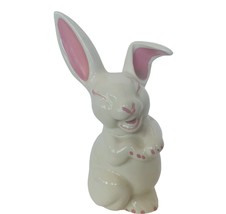 Bunny Figurine Easter Rabbit Anthropomorphic Vtg sculpture cotton ball holder  - £38.75 GBP