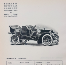 1908 Peerless Motors Model 18 Touring Catalog Advertisement Automobilia ... - $568.44 MXN