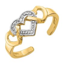 SwaraEcom Yellow Gold Plated Round CZ Tripal Heart Adjustable Toe Ring for Women - £16.06 GBP