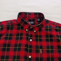 Chaps Button-Down Collar Men's Red & Black Cotton Flannel Shirt Long Sleeve Sz L image 5