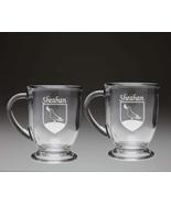 Sheahan Irish Coat of Arms Glass Coffee Mugs - Set of 2 - £26.41 GBP