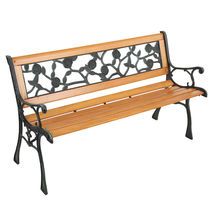 49&quot; Park Garden Bench Hardwood Cast Iron Outdoor Patio Chair Porch Deck - £80.20 GBP+