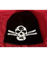 Vintage Y2k Skull and Crossbones Black Knitted Hat Cyber Goth Grunge Punk - $13.87 CAD