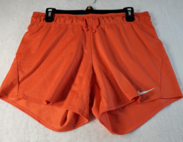 Nike Dri-Fit Shorts Womens Medium Orange 100% Polyester Logo Pull On Dra... - $7.49